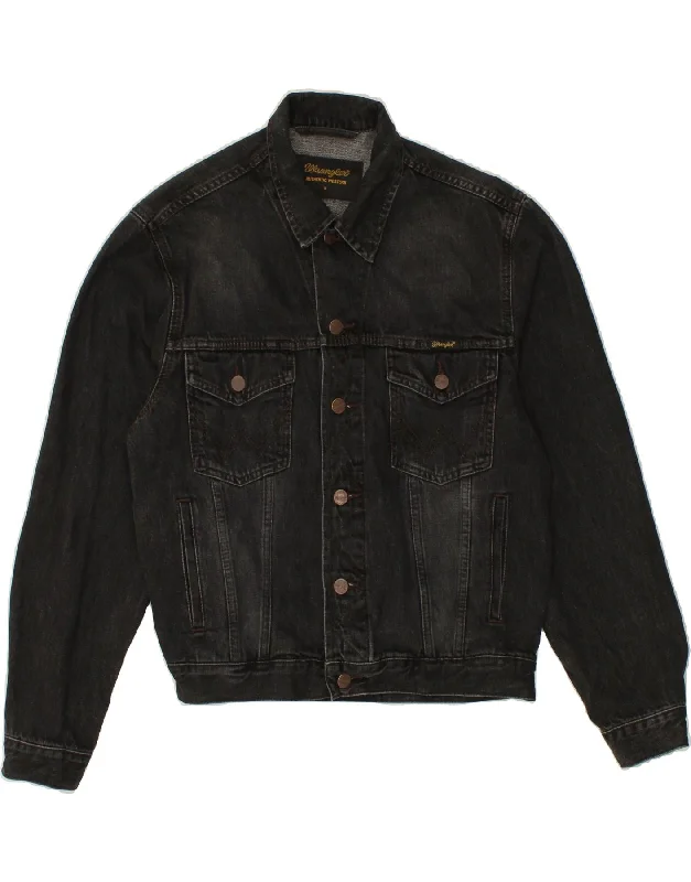 WRANGLER Mens Denim Jacket UK 36 Small Black Cotton