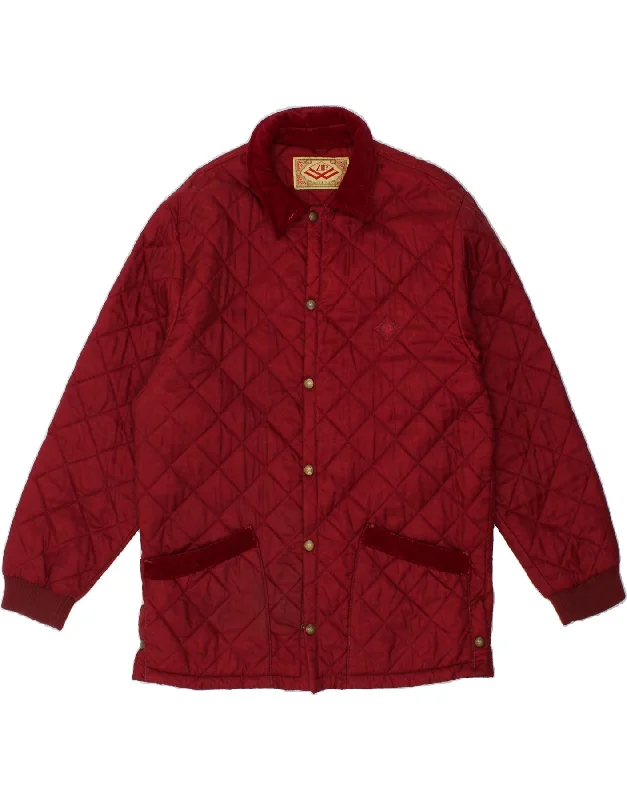 ZIP Mens Quilted Jacket UK 40 Large Burgundy