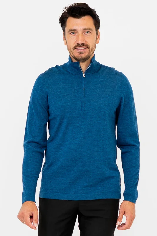 Andrew Sweater, Blue Peri, Merino Wool