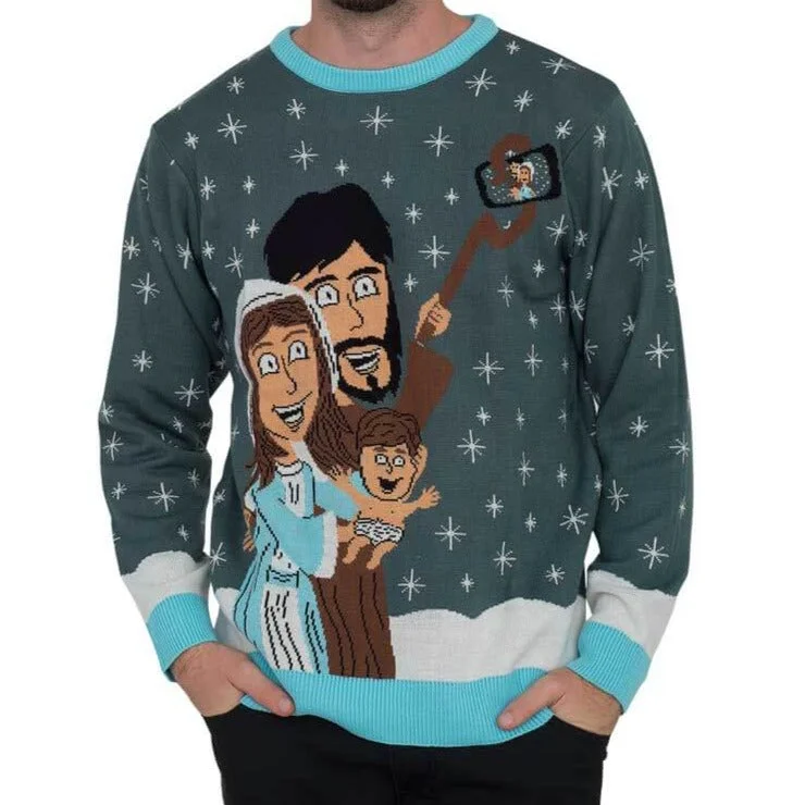 Baby Jesus Family Selfie Ugly Christmas Sweater