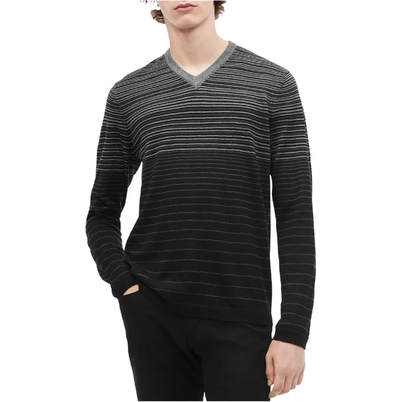 Calvin Klein Mens Ombre Stripe Pullover Sweater, Black, Small