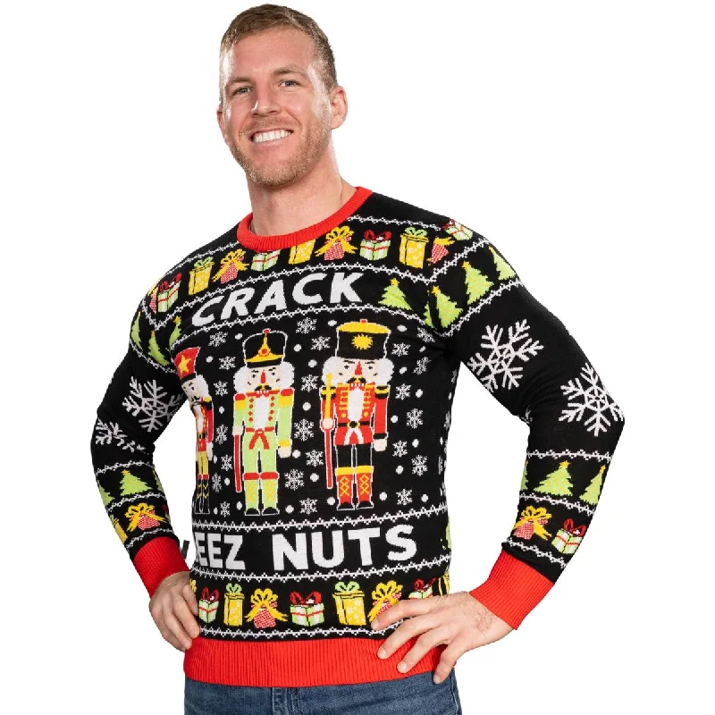 Crack Deez Nuts Nutcracker Santa Knitted Ugly Christmas Sweater