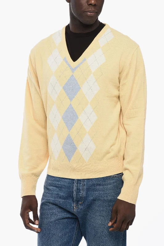 Dunst Argyle Motif V-Neck Sweater