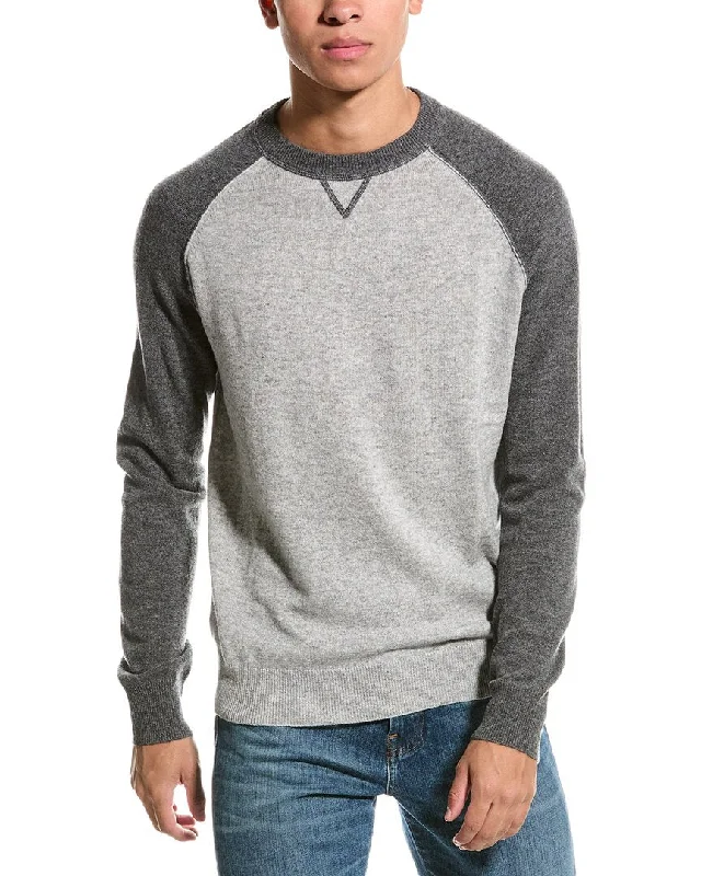 Kier+J Wool & Cashmere-Blend Crewneck Baseball Sweater