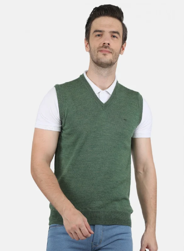 Men Green Solid Sweater