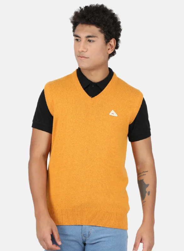 Men Yellow Solid Sweater