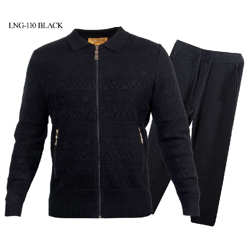 Prestige Black Sweater Luxury Jogger Suit - LNG-110-BLACK