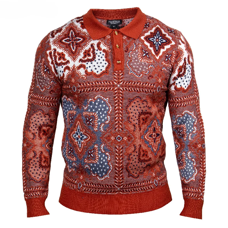 Prestige Original Rust White Navy Luxury Sweater SW-212 RUST