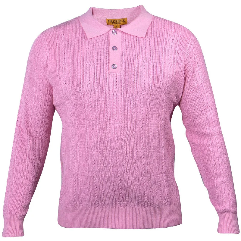 Prestige Pink Polo Cable Shirt Sweater