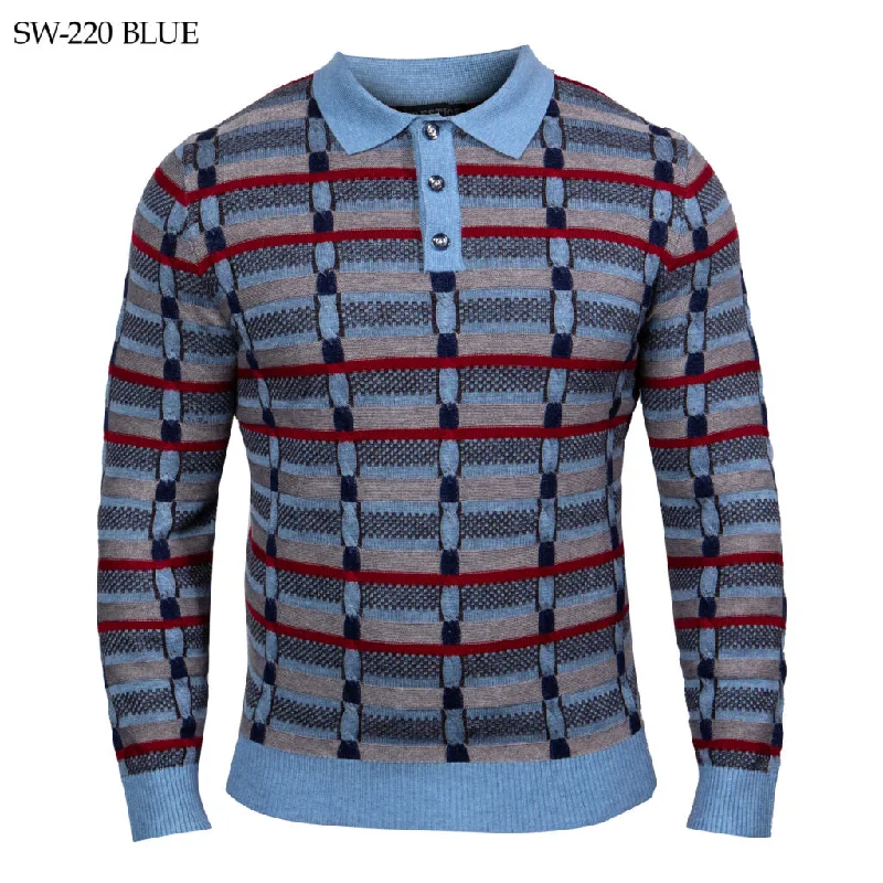 Prestige SW-220 Long Sleeve Polo Sweater - Blue