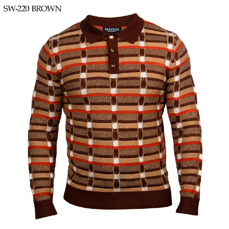 Prestige SW-220 Long Sleeve Polo Sweater - Brown