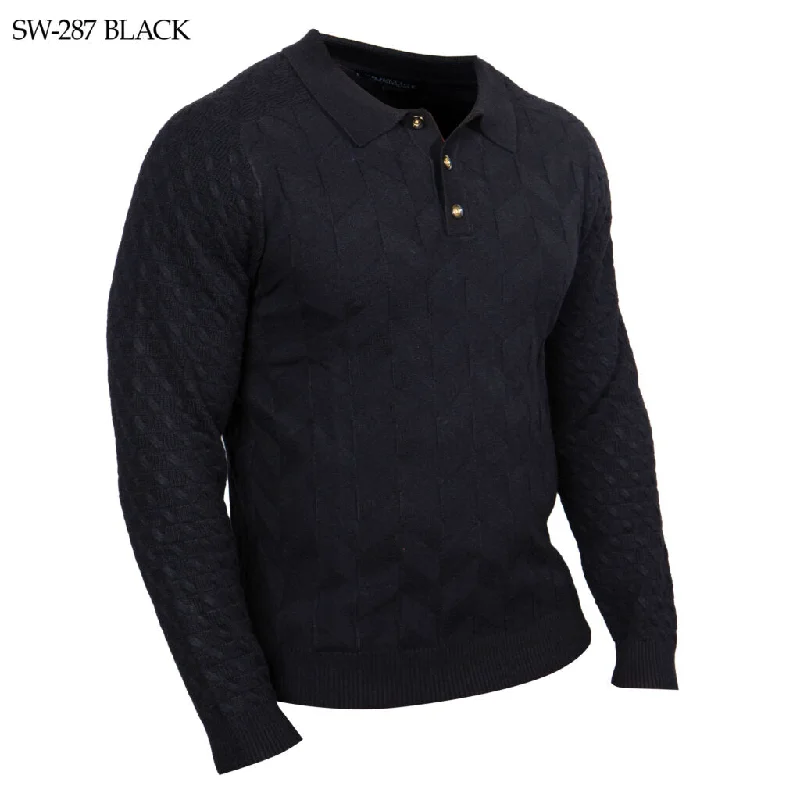 Prestige SW-287 Long Sleeve Polo Sweater - Black