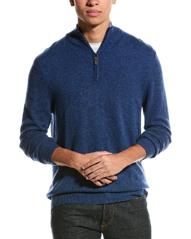 Qi Cashmere 1/4-Zip Cashmere Mock Sweater