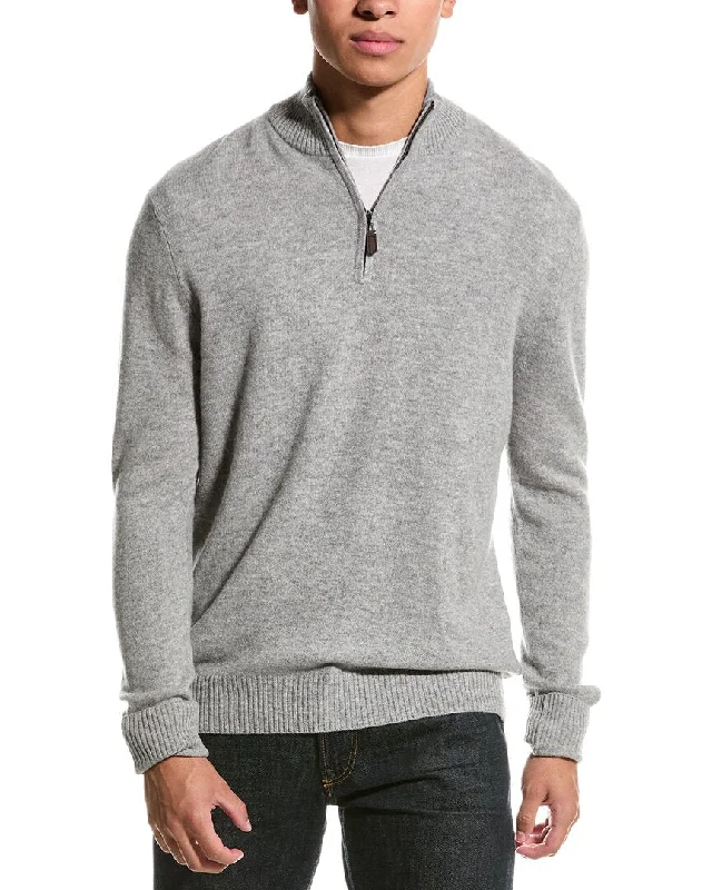 Qi Cashmere 1/4-Zip Cashmere Mock Sweater