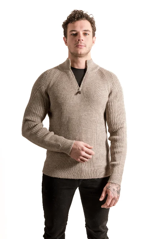 Ribbed 1/4 Zip Alpaca Sweater PS9500