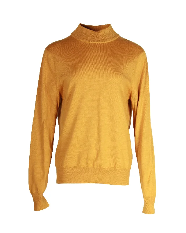 Sandro Paris Funnel-Neck Sweater in Yellow Wool