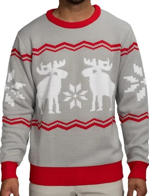 Snowflakes and Moose Ugly Christmas Sweater