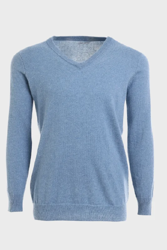 Solid V-Neck Merino-Cashmere Sweater