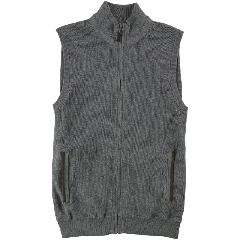 Tasso Elba Mens Faux Suede Sweater Vest, Grey, Small