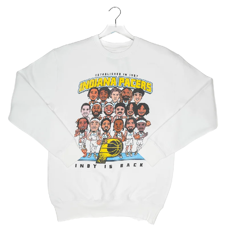 Adult Indiana Pacers 24-25 CITY EDITION Team Caricature Crewneck Sweatshirt in White by Item Of The Game