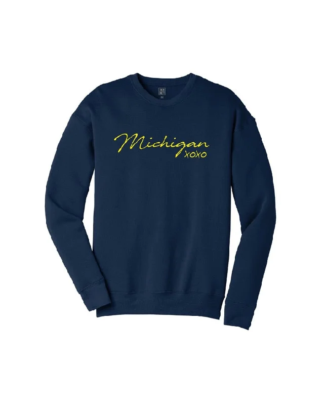 Ink Detroit Michigan XOXO Crewneck Sweatshirt - Maize &  Blue