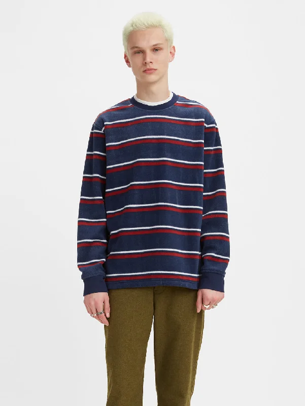 Men's Striped Crew Neck Sweatshirt