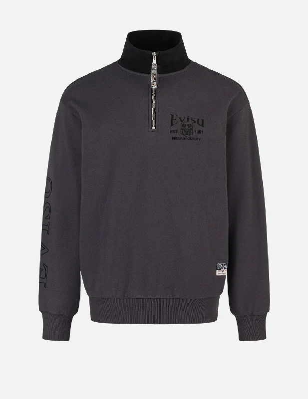 Logo Embroidery Relax Fit Half-Zip Sweatshirt