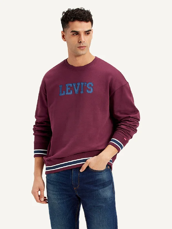 Men's Brand Logo Purple Crew Neck Sweatshirt