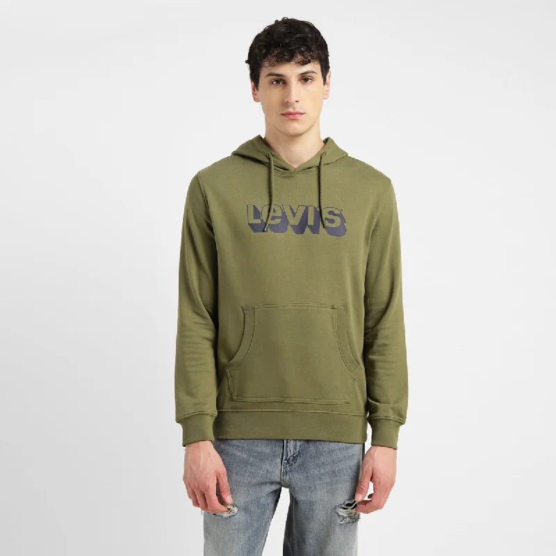 Men's Graphic Print Green Hooded Sweatshirt