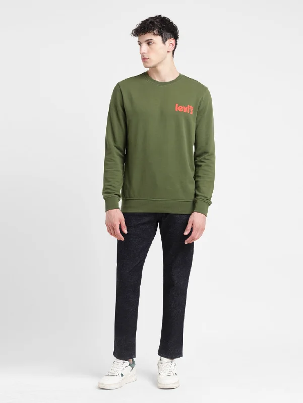 Men's Solid Green Crew Neck Sweatshirt