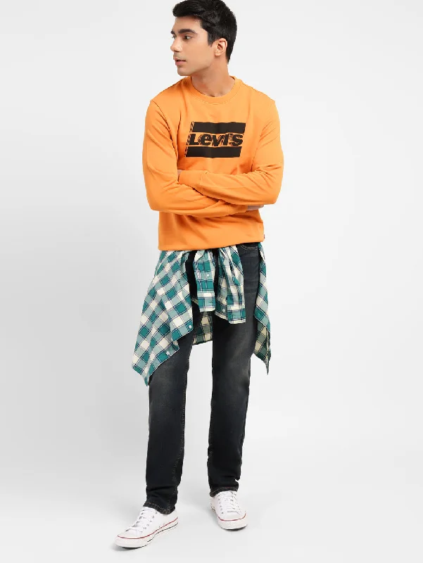 Men's Brand Logo Crew Neck Sweatshirt Orange