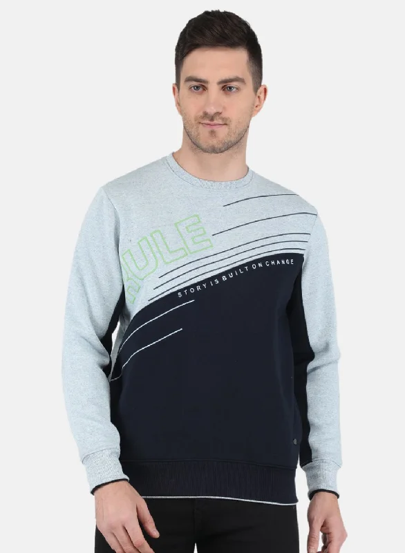 Men Blue Solid Sweatshirt