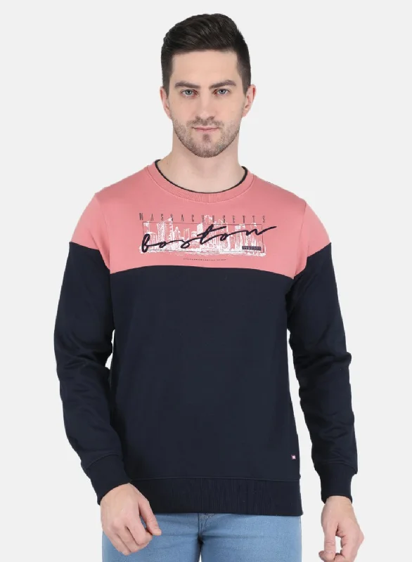 Men Peach Solid Sweatshirt