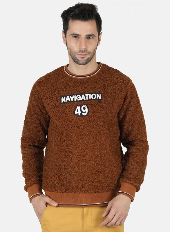 Men Brown Printed Sweatshirt