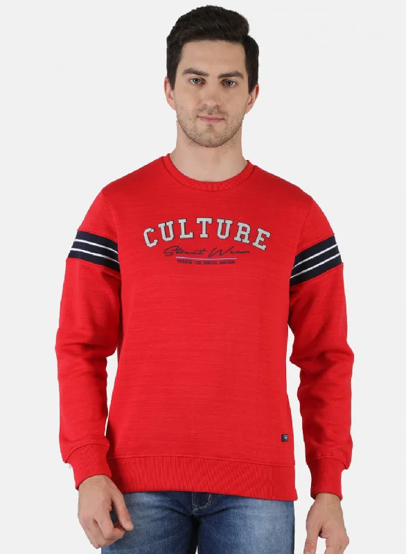 Men Red Printed Sweatshirt