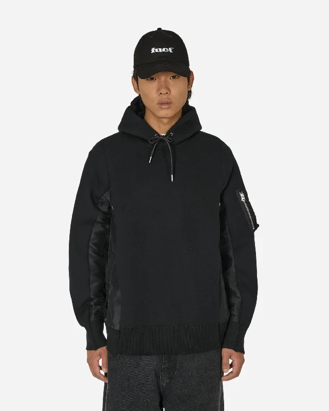 Sponge Sweat x Nylon Twill Hooded Sweatshirt Black / Black