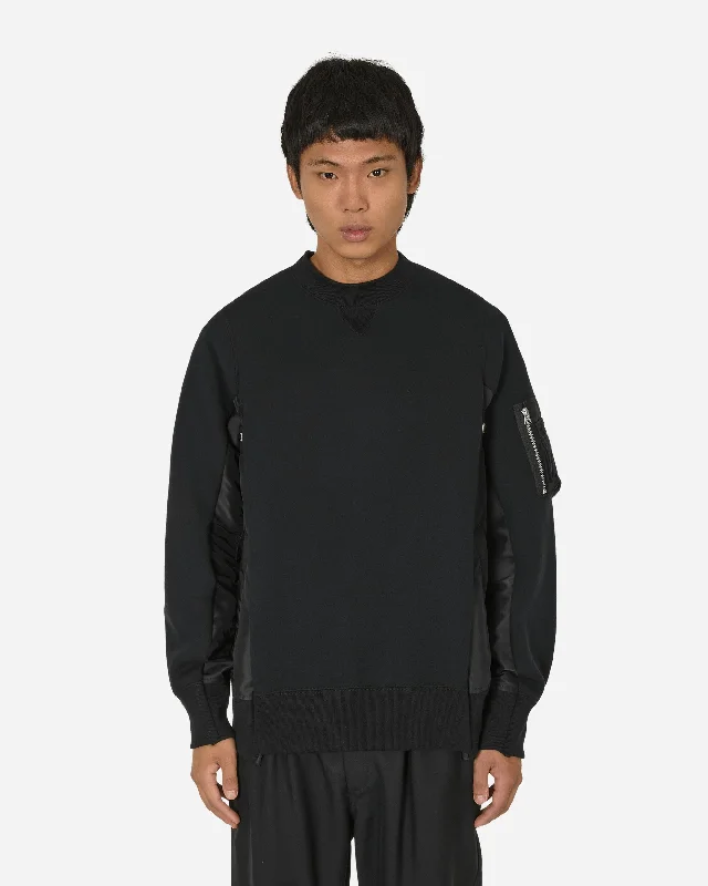 Sponge Sweat x Nylon Twill Crewneck Sweatshirt Black / Black