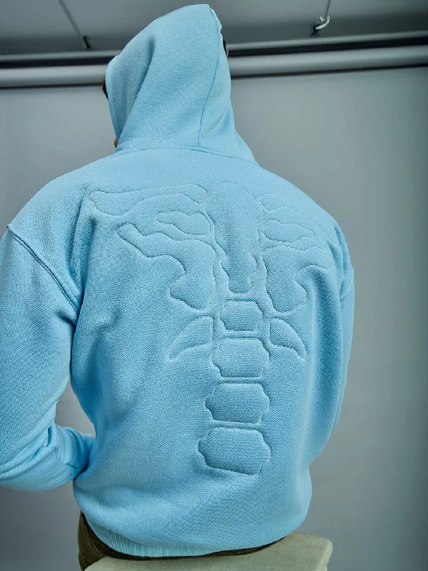 Sky Exoskeleton Quilted Oversized Hooded Sweatshirt